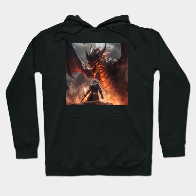 The Epic of Valor: Immortal Duel between Knight and Dragon Hoodie by insaneLEDP